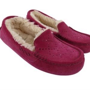 Ugg Australia Ansley Swarovski Crystal Diamond Oxblood Pink Slippers size 8